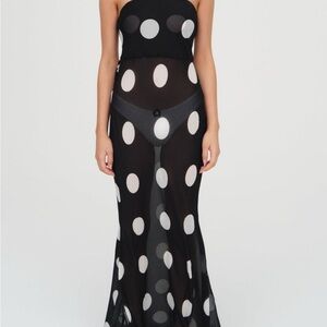 For Love And Lemons Strapless Polka Dot Dress